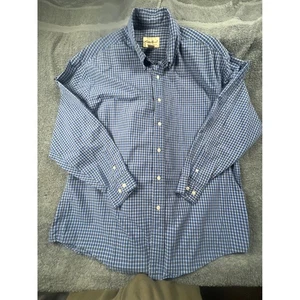 Eddie Bauer Mens L G Classic Fit Blue Gingham Button Down Shirt Cotton - Picture 1 of 7