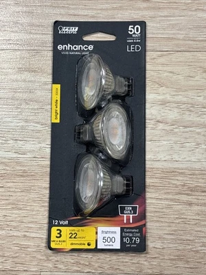 FEIT ELECTRIC BPEXN/930CA/3 50W MR16 GU5.3 LED LIGHT BULB BRIGHT WHITE 3-PACK - Image 1 of 2