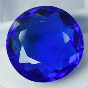 LAB-CREATED Tanzanite Excellent BLUE 73.15 Ct Round Cut CERTIFIED Loose Gemstone - Picture 1 of 7