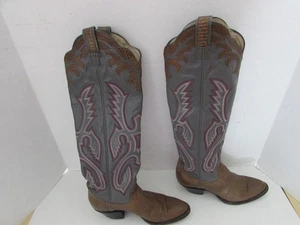 Larry Mahan Women's Snakeskin & Leather Cowgirl Boots -6.5 N-Gray - Picture 1 of 1