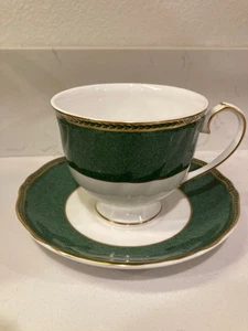 Wedgwood Crown Smaragd Tasse & Untertasse Set - England Fine Bone China - Bild 1 von 16