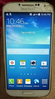 Samsung Galaxy S4 SGH-I337 White (ATT) 16GB  Fair Used Cracked Glass - Image 1 of 3