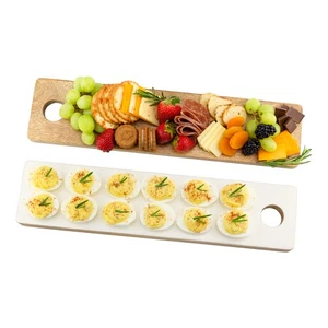 White Enamel Deviled Egg Charcuterie Board, Enamelware Wood Appetizer Serving - Picture 1 of 9