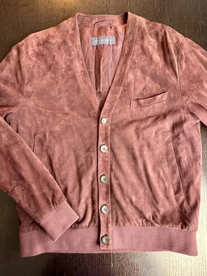 Chaqueta sin cuello de gamuza borgoña THOM SWEENEY talla M (también S) Foto 1 de 4