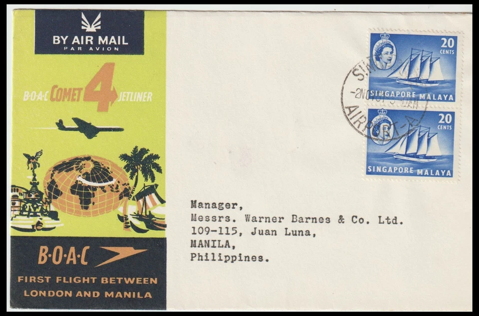 SINGAPORE/MALAYA 1961 B.O.A.C. COMET 4 JETLINER FFC (F) - Image 1 of 1