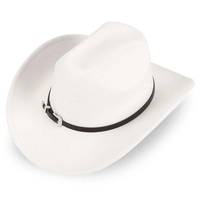 Sombrero de Vaquero Western Vaquera Hombres Mujeres - Sombrero Estilo Rodeo Ala Ancha Fieltro De Colección Foto 1 de 4