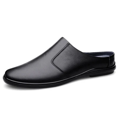 Men's Loafer Flats Slip on Sandals Formal Business Closed Toe Leather Slippers - Image 1 of 4