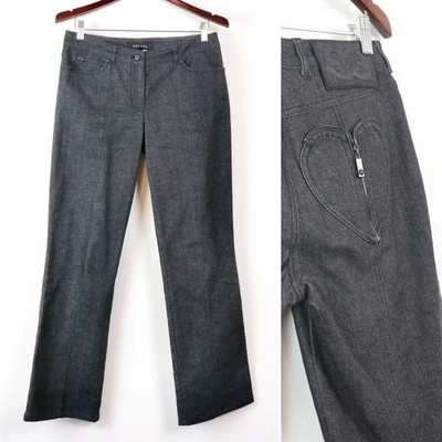 Escada Size US 8 | DE 38 Straight Leg Jeans Heart Zipper Pocket Black - Image 1 of 4