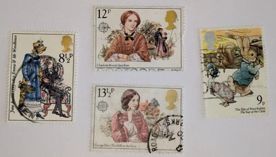 4 Author-themed stamps (Elizabeth II, vintage) - Image 1 of 4