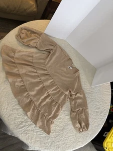 BiBi Sweet Noel Boutique Tiered Ruffle Tunic Blouse Women’s Size L Beige Boho - Picture 1 of 9