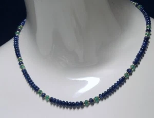 Edelsteinkette aus Saphir und Smaragd - Bild 1 von 3