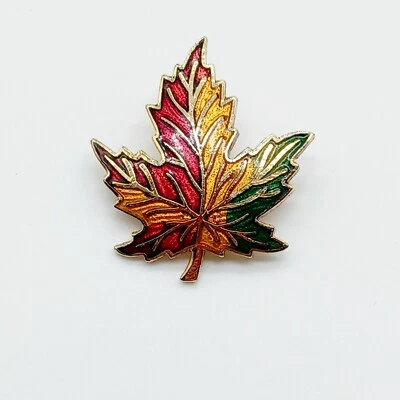 G.M.B. Broche prendedor de hoja de arce esmaltado colores otoño Foto 1 de 2
