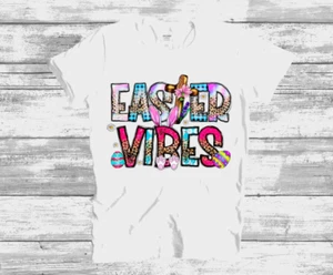 Easter Vibes T-Shirt, Handmade Shirt, Kids/Adult Easter T-Shirt - Picture 1 of 2