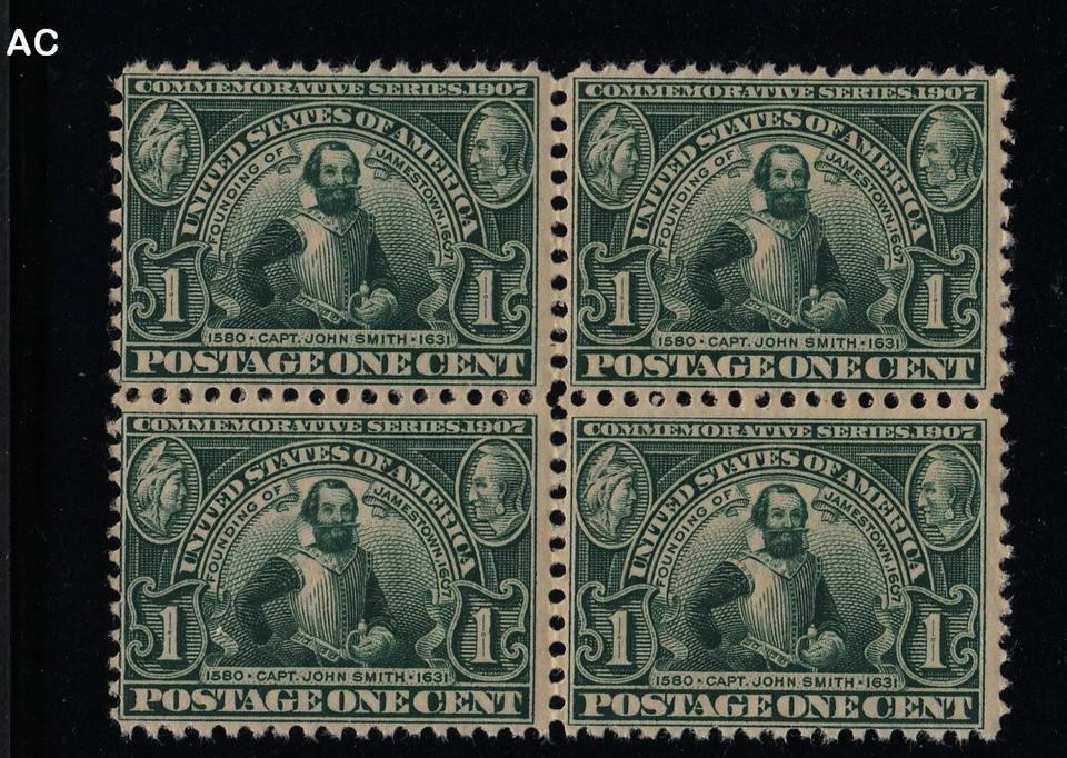 1907 Jamestown Sc 328 MNH OG block of 4  NH CV $280 AC - Image 1 of 1