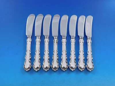 Espalhador de manteiga Georgian Rose by Reed & Barton prata esterlina conjunto de almofadas HH 8 peças - Imagem 1 de 4