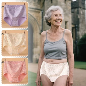 Bragas de algodón para madre talla grande 40-100 kg ropa interior cintura alta transpirables bragas - Imagen 1 de 18
