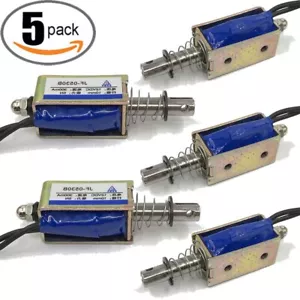 5Pcs Micro DC Solenoid Valve Electromagnet DC 12V Spring Push-Pull Through Type - Picture 1 of 14