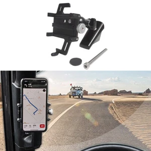 Black Aluminum A-Pillar Phone Mount Holder Stand for Jeep Wrangler JL 18+ JT 20+ - Picture 1 of 11