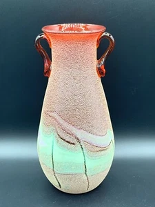ERMANNO NASON Murano SCAVO Vase Two Handles MCM Italian Art Glass c.1970's - Picture 1 of 12