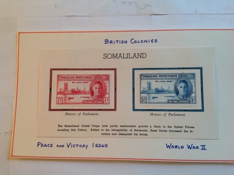 Set of 2 Somaliland - British Colonies King George VI 1946 WWI Postage Stamps Cover