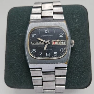 Vintage Soviet USSR RUSSIAN Watch Slava 27 jewels TANK TV 2428 AUTOMATIC BLACK - Picture 1 of 10