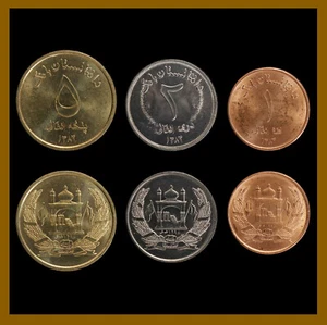 Afghanistan 1 2 5 Afghanis (3 Pcs Coin Set), 2004 Mosque Flag Unc - Picture 1 of 1