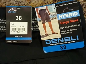 Men's Denali Hybrid Cargo Shorts Lightweight Poly Microfiber 38W 13"In Black - Picture 1 of 24