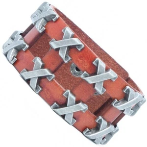 Kunstleder Herren Armband braun Surferarmband Biker Breit Niete Nietenarmband - Bild 1 von 8