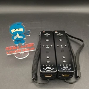 Nintendo Wii Remote Controller Motion Plus OEM Official Black Lot of 2 Tested n9 - Picture 1 of 12