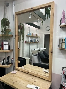 Salon Hairdressing Station Mirrors Shabby Chic Rustic Wood - Picture 1 of 8