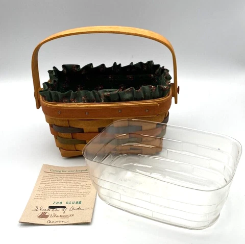 Longaberger Shades of Autumn Acorn Basket Insert Liner Signed PT 1991 Cover