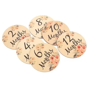 Wooden Baby Monthly Milestone Cards Double-Sided Newborn Photo Props Set - Picture 1 of 8