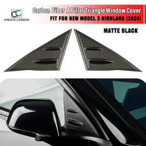 2pcs Real Carbon Fiber A Pillar Window Triangle Cover For Tesla Model 3 Highland - Bild 1 von 8