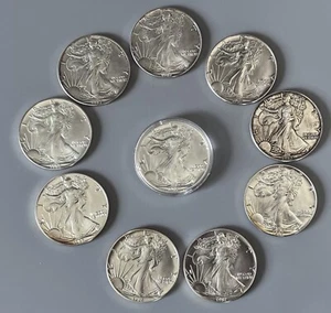 USA 10x 1 Dollar 1987 Walking Liberty 1 Unze 1 Oz.. Silber Gesamt 10 Unzen 311g - Bild 1 von 2