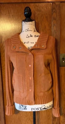 Vintage Hippie Boho Leather Patchwork Sweater Coat Size Medium Top Skins Brown - Image 1 of 4