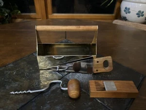 Vintage Mini Woodworking Kids Tool Set & Tote Stainless Steel & Wood Japan - Picture 1 of 12