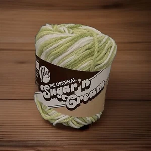 Sugar 'N Cream Lily 100% Cotton Yarn Green/White Skein Key Lime Pie Knit Crochet - Picture 1 of 3