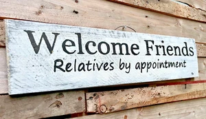 Hanging Farmhouse Hand Painted Signs Welcome friends - Picture 1 of 3