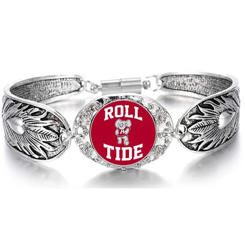 Roll Tide Alabama Crimson Tide Womens Sterling Silver Bracelet Jewelry Gift D3 Cover