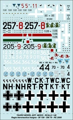 TAURO MODEL TM48/523 INSEGNE E NUMERI REGIA AERONAUTICA SCALA 1:48  - Immagine 1 di 4