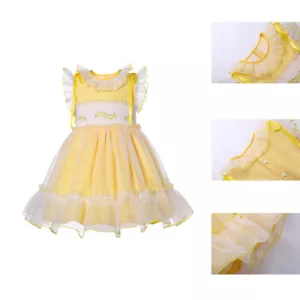 Abito in tulle giallo smoking per ragazza taglia 2 3 4 5 6 8 10 12 anni festa - Foto 1 di 12