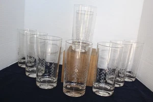 Vintage Set Of 8 Picket Javit Cut Crystal Clear Glass Tumblers 5 5/8 In MCM - Picture 1 of 7