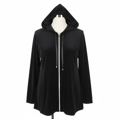 Sudadera con Capucha Catherines Para Mujer Terciopelo Negro Cremallera Talla Grande 2X Informal Foto 1 de 4