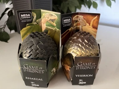Mega Construx Game Of Thrones ovos RHAEGAL / VYSERION / brinquedo de construção de dragões novo - Imagem 1 de 4