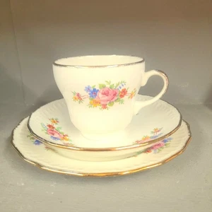 Swinnertons Luxor Pergament Tee Trio Set. Rosenmuster Vintage Tasse Untertasse Teller sehr guter Zustand - Bild 1 von 8