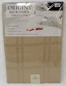 ORIGINS 90" Round Microfiber Beige Tablecloth (NEW) - Picture 1 of 5
