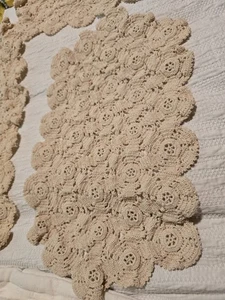 Vintage 3er Set Kommode Schals Deckchen Elfenbein - Bild 1 von 6