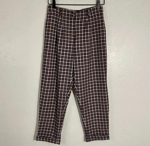 Topshop Tapered Leg Plaid Trousers Women’s Size 6 High-Waisted Cuffed - Picture 1 of 15