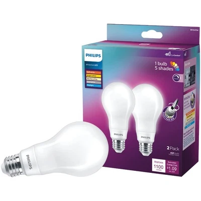 Philips WhiteDial 75W Equivalente Multi CCT A21 Mediana Bombilla LED (Paquete de 2) Foto 1 de 4