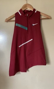 WOMENS NIKE DRI-FIT RED BRICK SLEEVELESS 1/4 ZIP TOP SIZE M - Foto 1 di 7